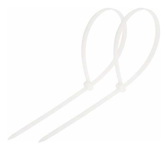 Изображение товара Нейлоновая кабельная стяжка REXANT 250x7,6мм, белая 100 шт/уп 07-0252