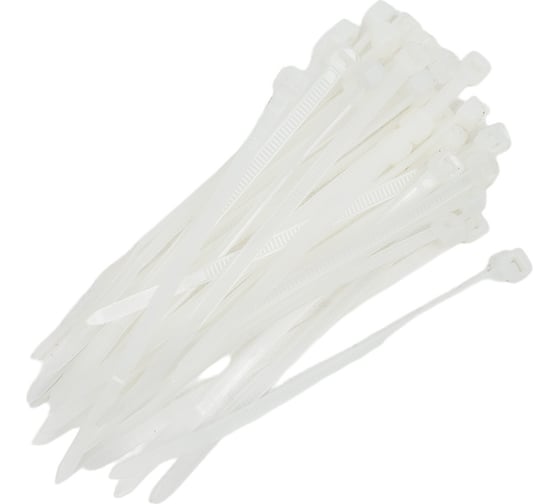 Изображение товара Нейлоновая кабельная стяжка REXANT 100x3,6мм, белая 100 шт/уп 07-0100-4