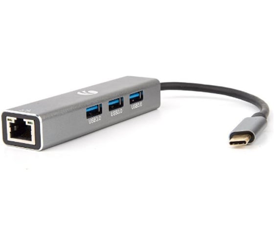 Изображение товара Кабель-концентратор VCOM USB 3.1 Type-C /m - RJ-45+3port USB 3.0/f, Aluminum Shell DH311A