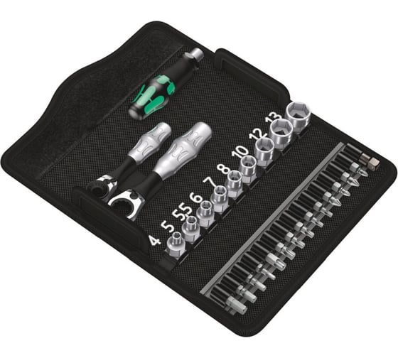 Изображение товара Набор инструмента WERA Kraftform Kompakt Zyklop Mini 2 трещотка 1/4, биты, головки, 6-гр, 27 пр. WE-135918