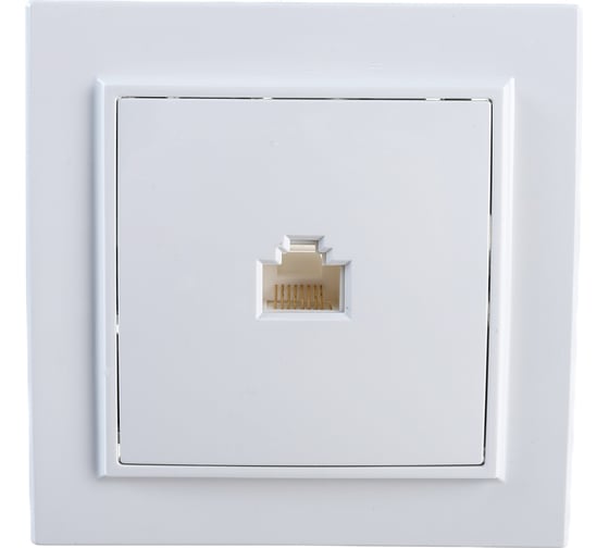 Изображение товара Компьютерная розетка STEKKER 1-местная RJ-45, серия Эрна, белая 39047