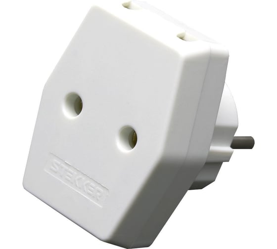 Изображение товара Плоский сетевой разветвитель STEKKER без заземления, 250В, 10A, IP20, белый, ADP10-16-20 39006