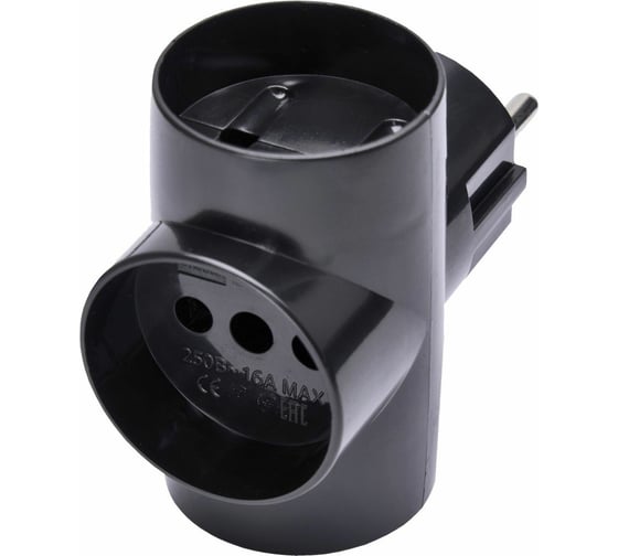 Изображение товара Сетевой разветвитель STEKKER 250В, 10A, IP20, черный, ADP10-15-20 39001