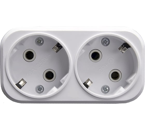 Изображение товара Сетевой разветвитель STEKKER на 2 выхода с/з, 250В,16A, белый ADP16-22-20 39023