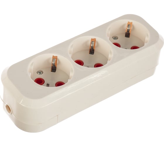 Изображение товара Розетка переносная разборная STEKKER 3 гнезда с заземлением 250В 16A IP20 белая, PST16-310-20 39011