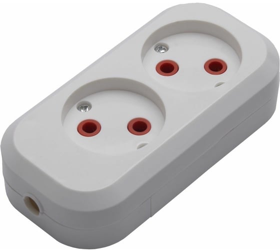 Изображение товара Переносная розетка STEKKER разборная 2 гнезда без заземления 250В 10A IP20 белая, PST10-200-20 39007