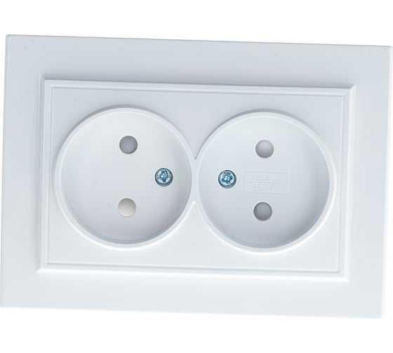 Изображение товара Розетка STEKKER 2-местная б/з, 220В, 10А с защитной шторкой, серия Эрна, белая 39053