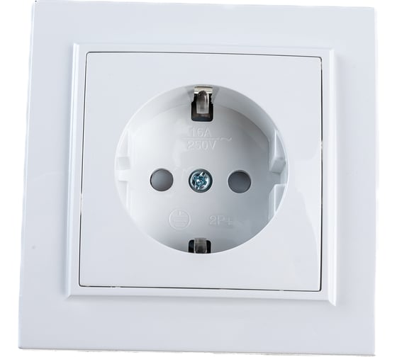 Изображение товара Розетка STEKKER 1-местная с заземлением, 220В, 16А с защитной шторкой, серия Эрна, белая 39050