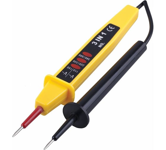 Изображение товара Тестер STEKKER ступенчатой индикации напряжения контактный двухполюсной 500V желтый TST500-2 32863