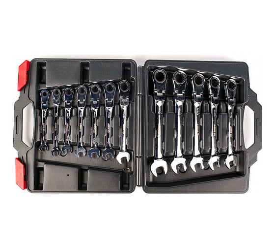 Изображение товара Набор комбинированных трещоточных ключей 8-19мм шарнирных AIST 12 предметов 0012512BK 00-00013508