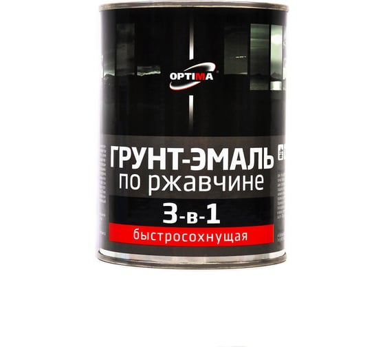 Изображение товара Быстросохнущая грунт-эмаль OPTIMA 3 в 1 0,8кг черная 11598021