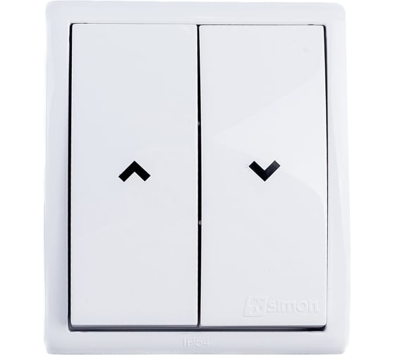 Изображение товара 2-х клавишный кнопочный выключатель Simon для управления жалюзи без блокировки, IP54, 10А 250В 1594332-030