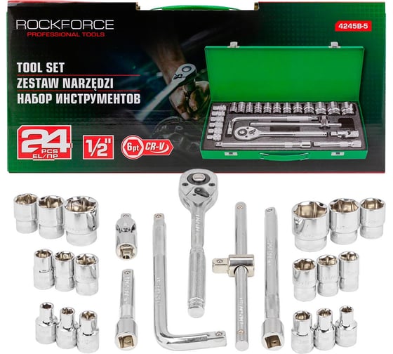 Изображение товара Набор инструментов Rockforce 24 предмета 1/2" (6граней) RF-4245B-5(57881)