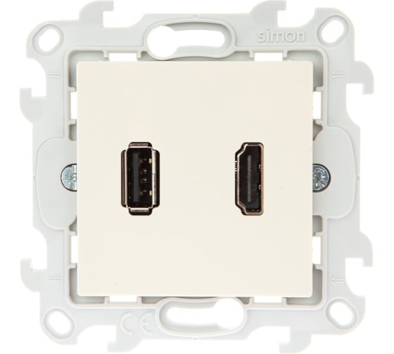 Изображение товара Коннектор Simon HDMI+USB 2.0, слоновая кость 2411095-031