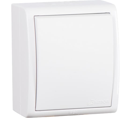 Изображение товара Одноклавишный выключатель Simon IP54, 10А 250В, винтовой зажим, S15 Aqua, белый 1594101-030