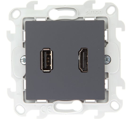Изображение товара Коннектор Simon HDMI+USB 2.0, графит 2411095-038