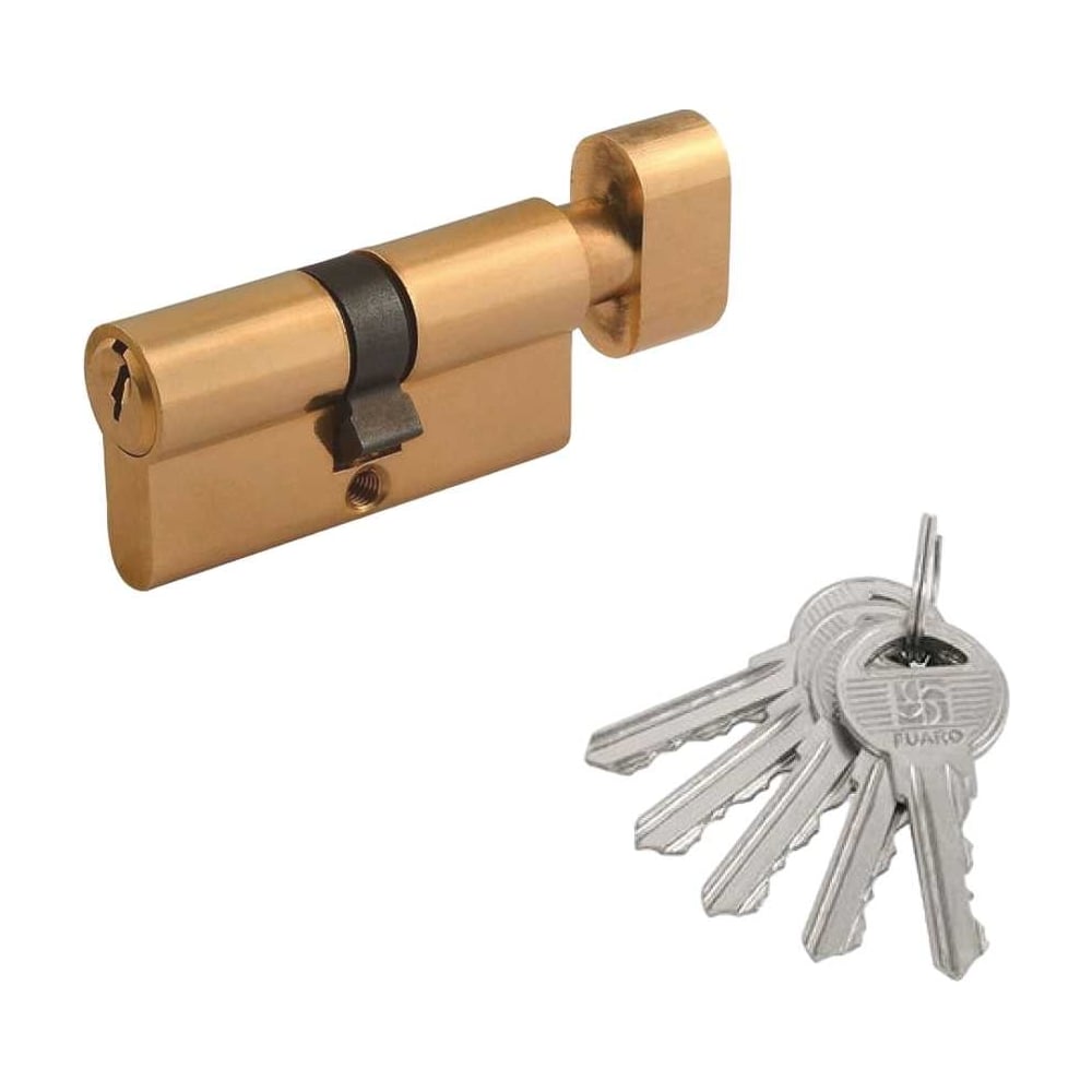 Изображение товара Цилиндровый механизм FUARO 1000ZM Knob70 сатинированное золото с 5 ключами