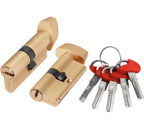 Изображение товара Цилиндровый механизм FUARO (D-PRO502/60) D-PRO5002KnobRL60(25+10+25) SSG-39 сатинированное золото, 5 Key 48317