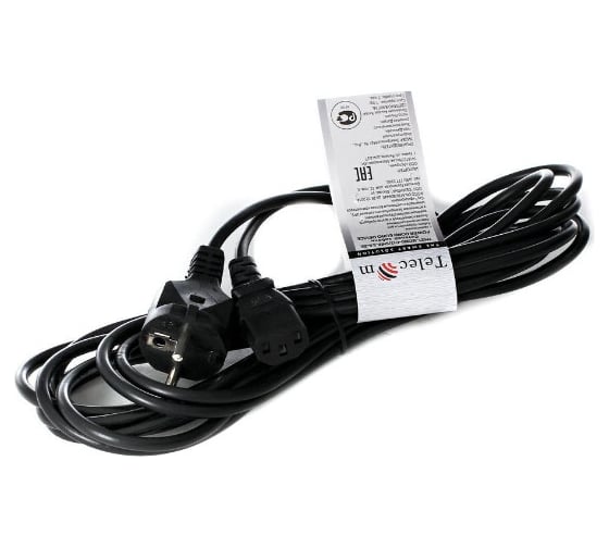 Изображение товара Кабель компьютер-розетка Telecom 220V, 5.0м, европейский стандарт TP021-5.0-BK