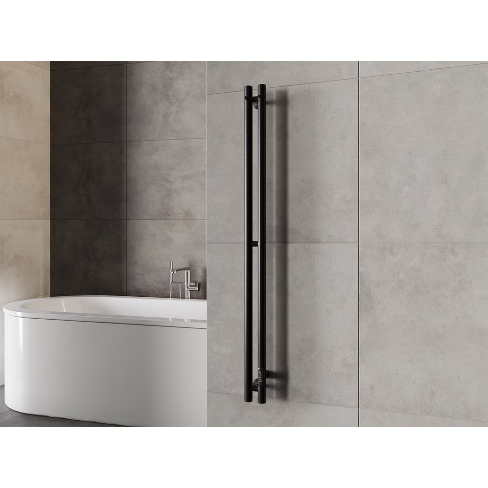 Изображение товара Электрический полотенцесушитель GUARDO Alto вертикальный 1500х82 мм с терморегулятором черный матов