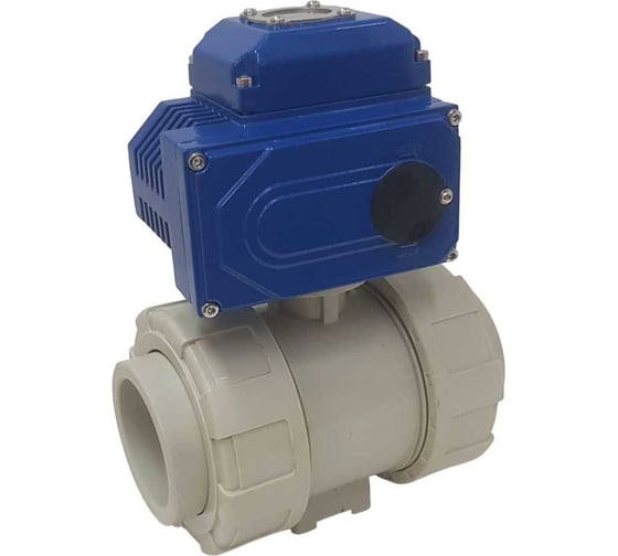 Изображение товара Двухходовой полипропиленовый шаровый кран TECHNO 2050PP-NP30DF24V DN50, с электроприводом 30Нм, 24В, управление открыто/закрыто 662502