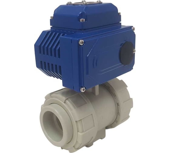 Изображение товара Двухходовой полипропиленовый шаровый кран TECHNO 2040PP-NP30DF24V DN40, с электроприводом 30Нм, 24В, управление открыто/закрыто 662402