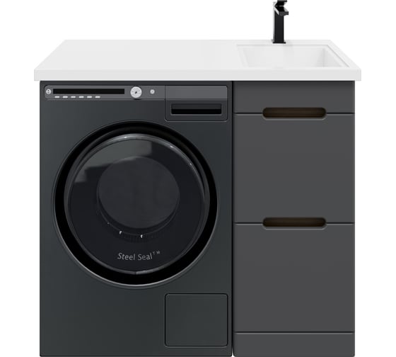 Изображение товара Тумба напольная Sanstar Darko 40 с раковиной Даллас 100 правый (комплект) для ванной комнаты Дуб вотан, графит софт 429.1-1.4.1.КПДАЛ