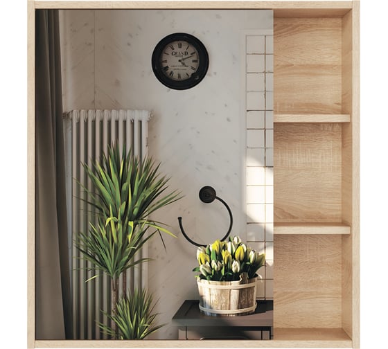 Изображение товара Зеркальный шкаф подвесной Sanstar Lavanti 70 для ванной комнаты Дуб вотан 445.1-2.4.1 445.1-2.4.1.