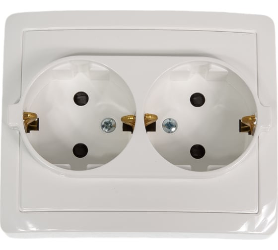 Изображение товара Двойная розетка Simon с заземлением Schuko с защитными шторками 16А 250В 1590451-030