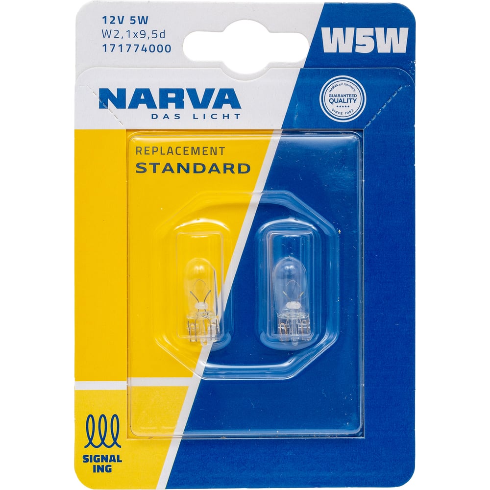 Изображение товара Автолампа NARVA W5W W2.1x9.5d, 2 шт, 12V, блистер