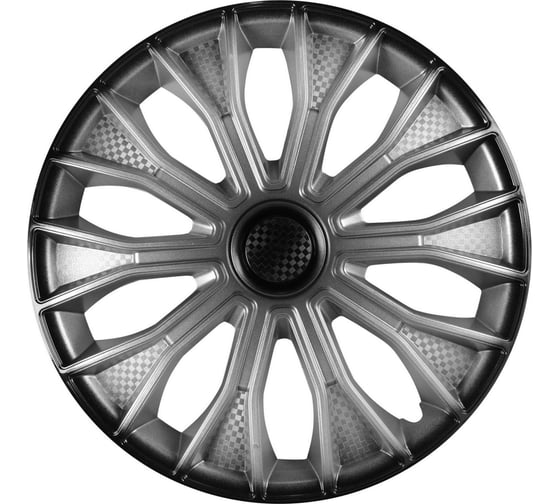 Изображение товара Колесные колпаки Airline 14 Волтек + серебристо-черный, карбон, комплект 2 шт. AWCC-14-15