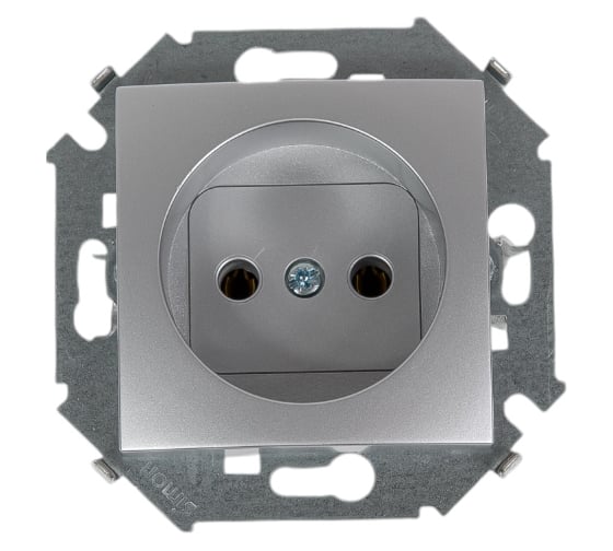 Изображение товара Розетка Simon без заземления, 16А, 250В, винтовой зажим, алюминий 1591431-033