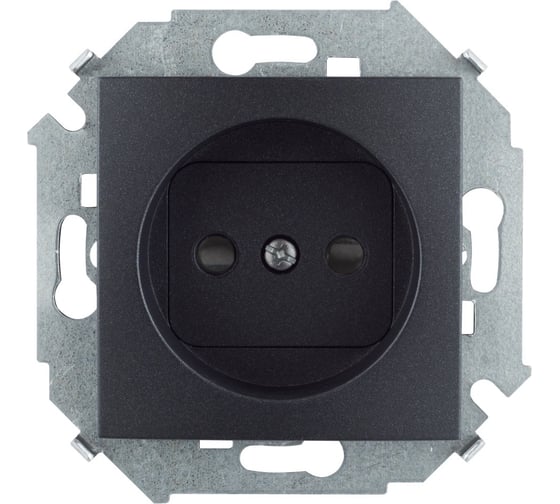 Изображение товара Розетка Simon без заземления, со шторками, 16А, 250В, винтовой зажим, графит 1591444-038