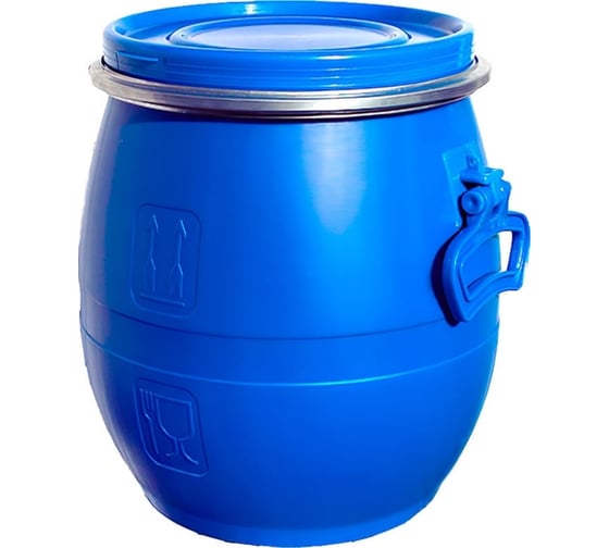 Изображение товара Бочка Дигрус 20 л круглая, крышка-обруч с ручками, 316x316x365 мм, синяя БККОР-20-С/Д