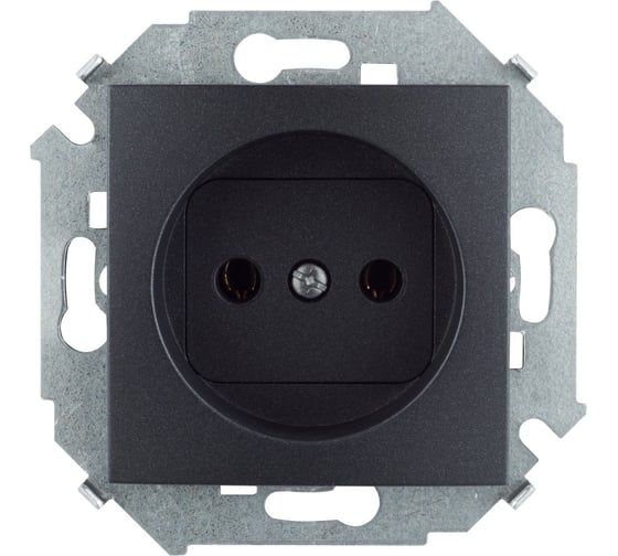 Изображение товара Розетка Simon без заземления, 16А, 250В, винтовой зажим, графит 1591431-038