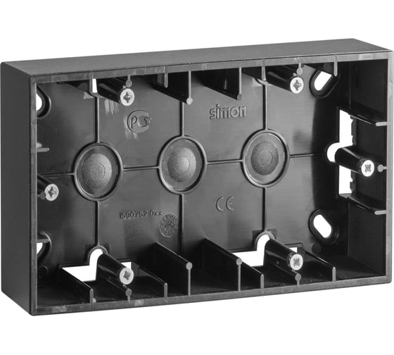 Изображение товара Монтажная коробка Simon для накладного монтажа, 2 поста, графит 1590752-038