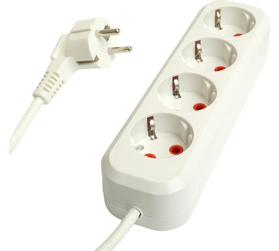 Изображение товара Удлинитель четырехместный STEKKER c заземлением hm06-40-07 3x1мм2, 5м, серия home (у10-429), белый, 49389