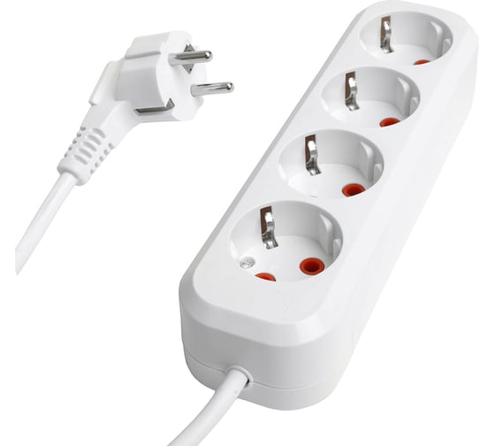 Изображение товара Удлинитель четырехместный STEKKER c заземлением hm06-40-07 3x1мм2, 5м, серия home (у10-429), белый, 49389