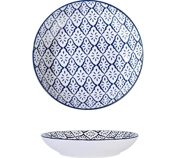 Изображение товара Тарелка Homium Kitchen Japanese Collection, Очарование, диаметр 20 см, синий/белый plategzhel03