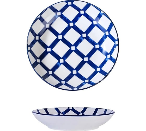 Изображение товара Тарелка Homium Kitchen Japanese Collection, Очарование, диаметр 20 см, синий/белый plategzhel06