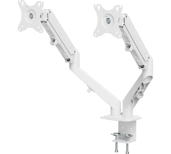 Изображение товара Кронштейн UNITEKI FMGT82W для двух мониторов к столу, газ лифт, диагональ 17-27 дюймов, наклонно поворотное, настольное 21985