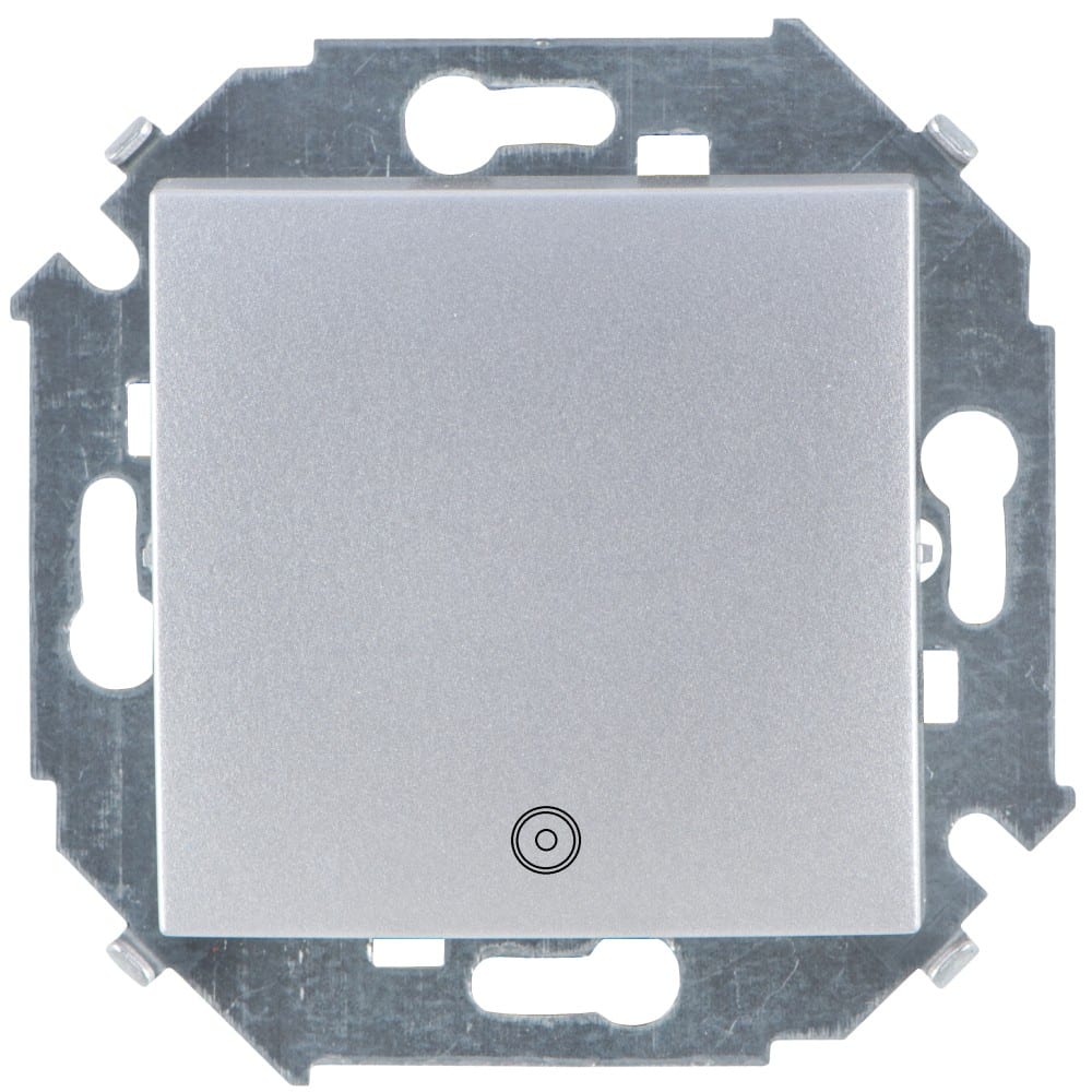 фото 1 клавишный кнопочный выключатель simon с пиктограммой, 16а 250в, винтовой зажим, алюминий 1591150-033