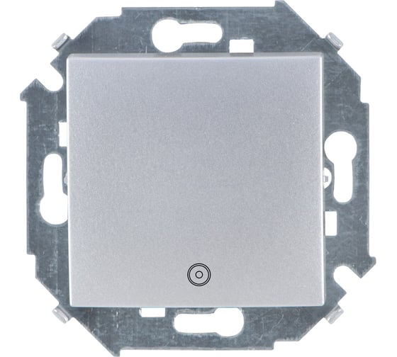 Изображение товара 1 клавишный кнопочный выключатель Simon с пиктограммой, 16А 250В, винтовой зажим, алюминий 1591150-033