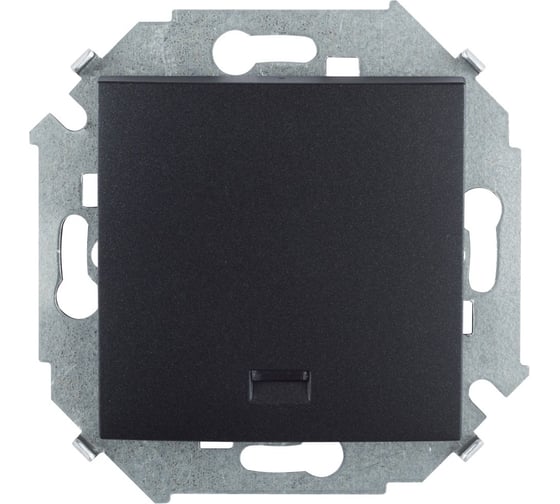 Изображение товара Одноклавишный выключатель Simon с подсветкой, 16А 250В, винтовой зажим, графит 1591104-038