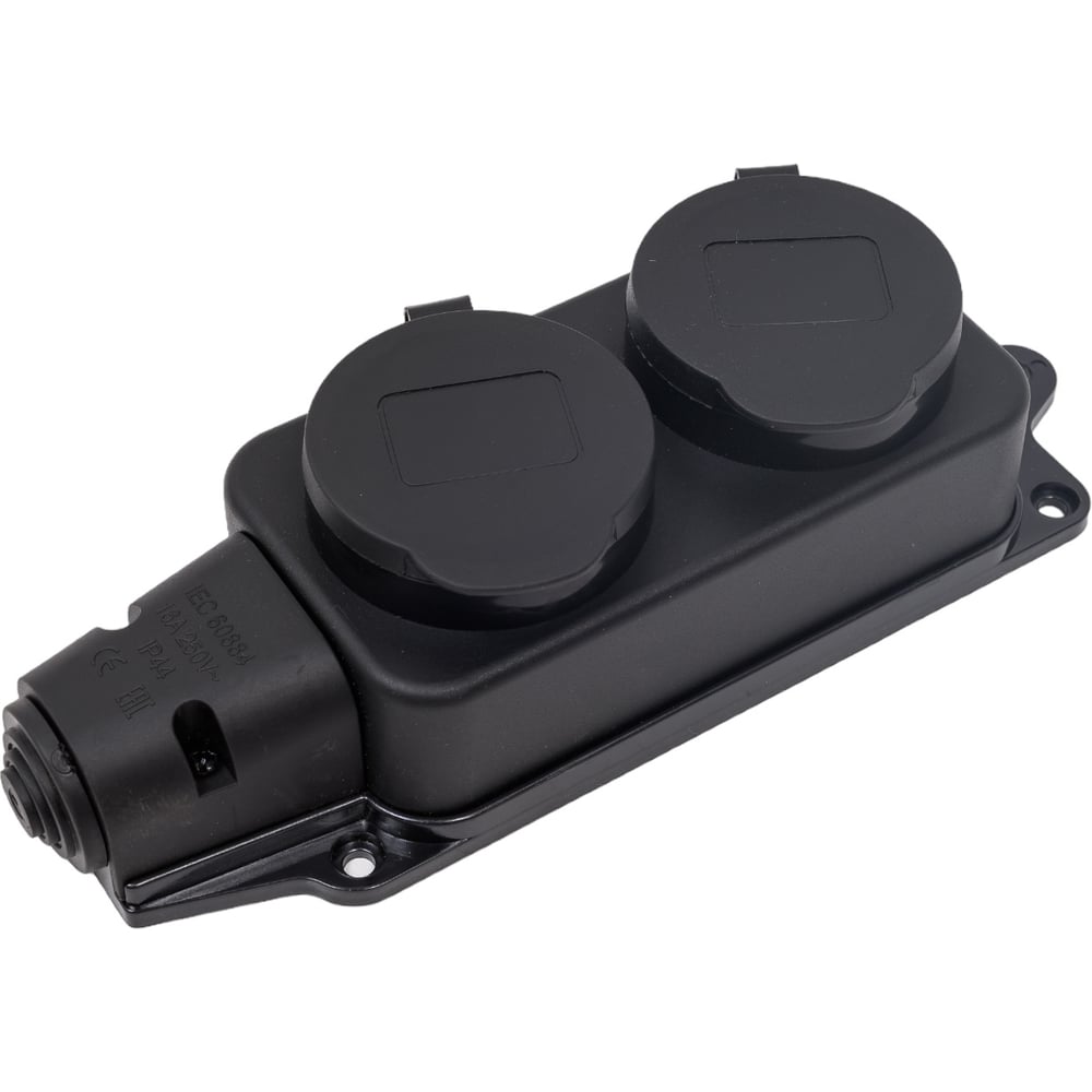 Изображение товара Колодка каучуковая ARTSUN с крышкой K2E-B-IP44 2 розетки IP44