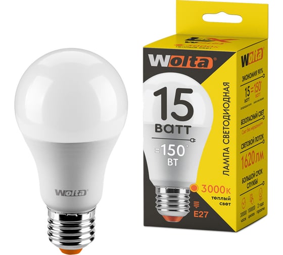 Изображение товара Лампа WOLTA LX A60 E27 15W 3000K 30Y60BL15E27