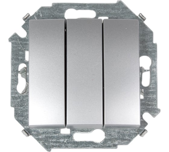 Изображение товара Трехклавишный выключатель Simon 10А 250В, винтовой зажим, алюминий 1591391-033