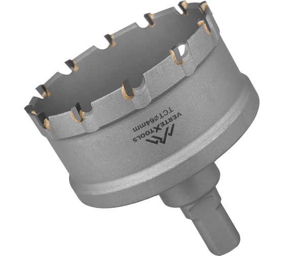 Изображение товара Коронка твердосплавная с центрирующим сверлом по металлу 64 мм vertextools 1819-64