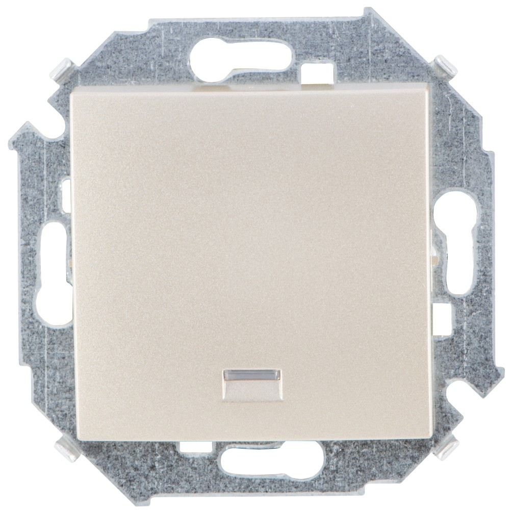 фото 1 клавишный кнопочный выключатель simon с подсветкой, 16а, 250в, шампань 1591160-034