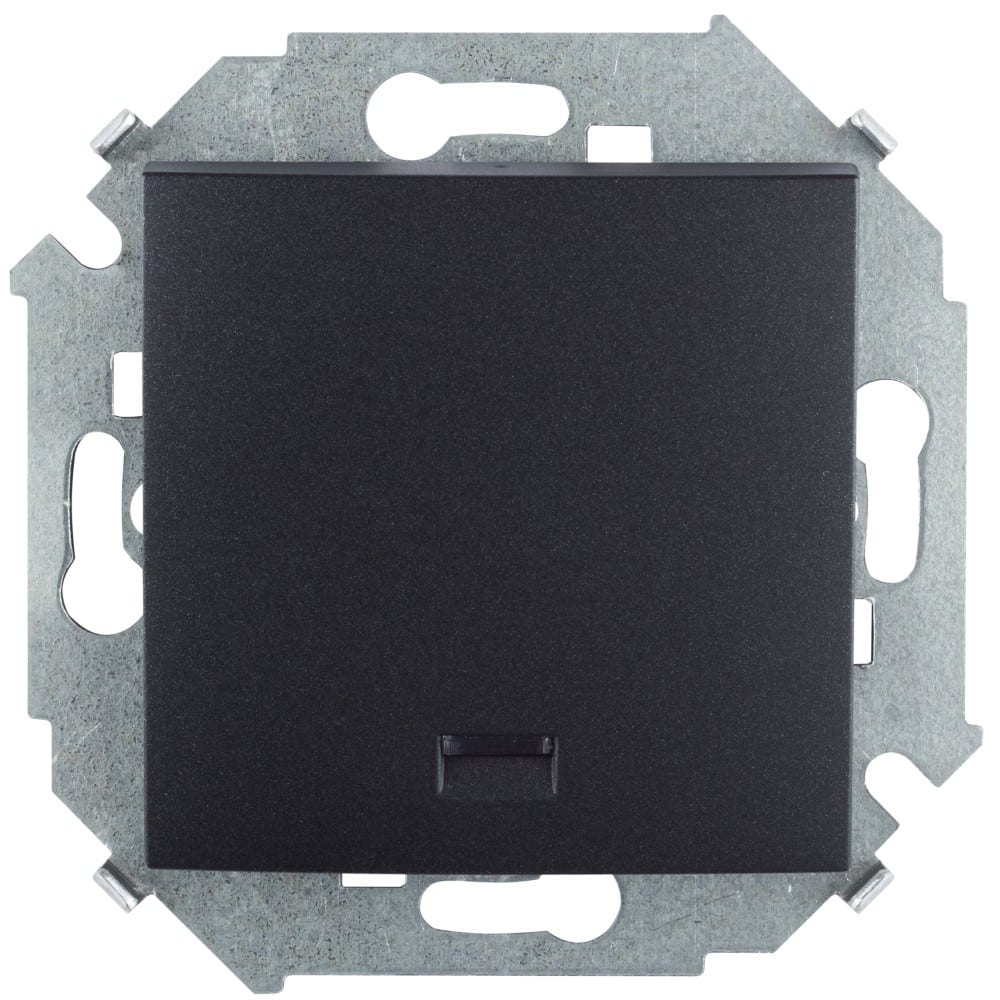 фото Одноклавишный кнопочный выключатель simon с подсветкой, 16а 250в, винтовой зажим, графит 1591160-038